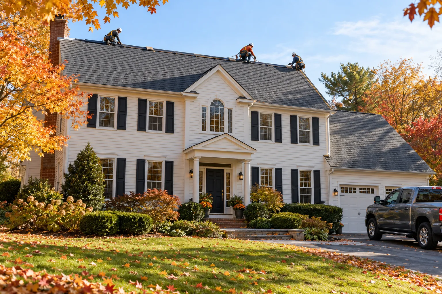 A tidy suburban colonial home in the Hamilton area with a freshly installed shingle roof